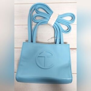 Faux Luxury Vegan Leather Small Light Blue Crossbody Bag - New With Tags